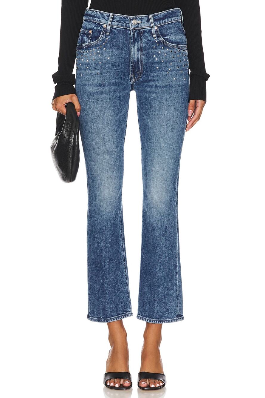 Mother Studded Metal Magic The Insider Flood Denim Jeans Size 26